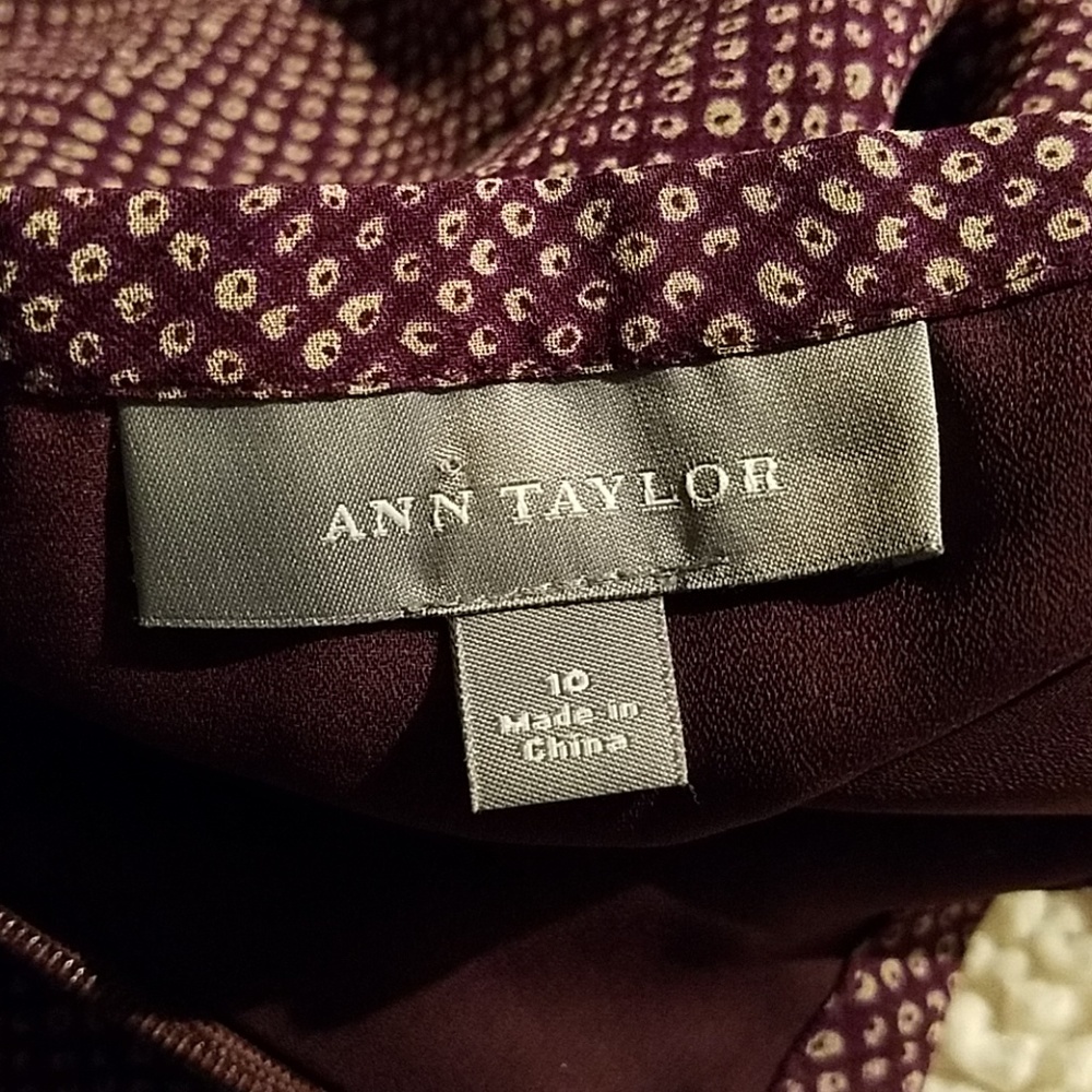Ann Taylor Plum & Cream Ruffle Skirt Sz 10 - Picture 6 of 7